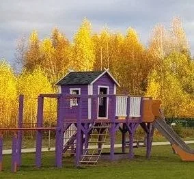 Игровая площадка среди осенних деревьев